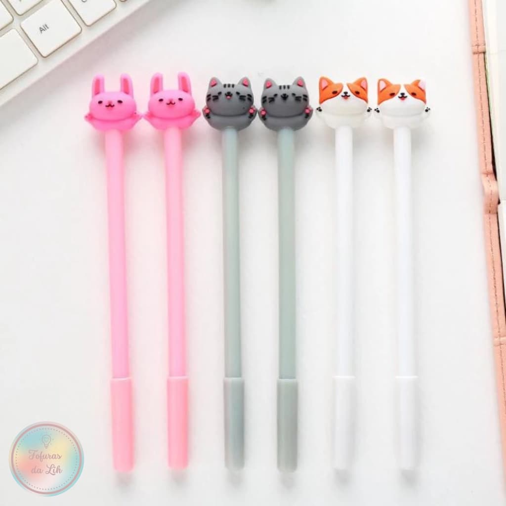 Caneta gel coelhinho gatinho raposinha