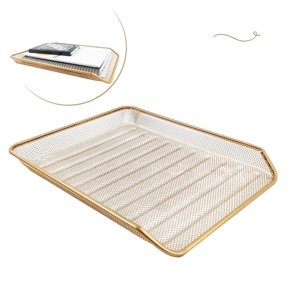 Bandeja Organizadora Multiuso De Mesa De Escritório Dourado