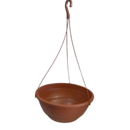 4 vasos para jardim suspenso, grandes, 31cm,6,6L, com haste para pendurar 47cm, cor marron