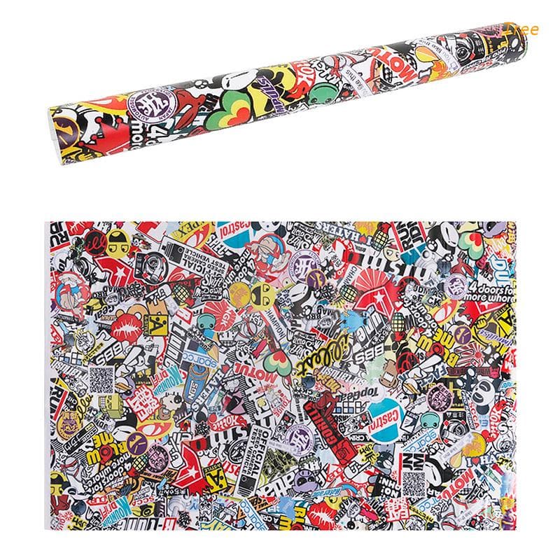 Árvore Rock Panda Desenho Animado Graffiti Adesivo De Carro Bomba Envoltório Folha Decalque 20 " x 30 "