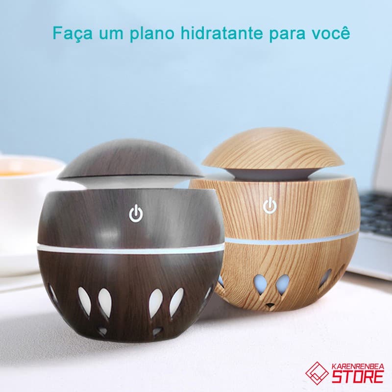 Umidificador Ambientes Madeira Ultrassônico Usb Tipo