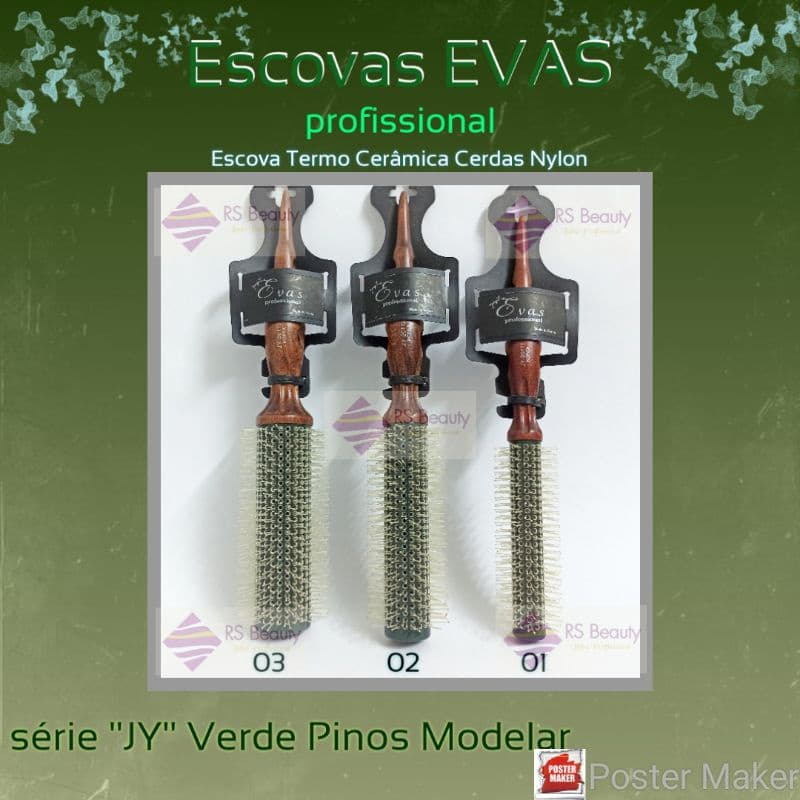 EVAS Escova Cerâmica Térmica - Série JY Verde Pinos Modeladora