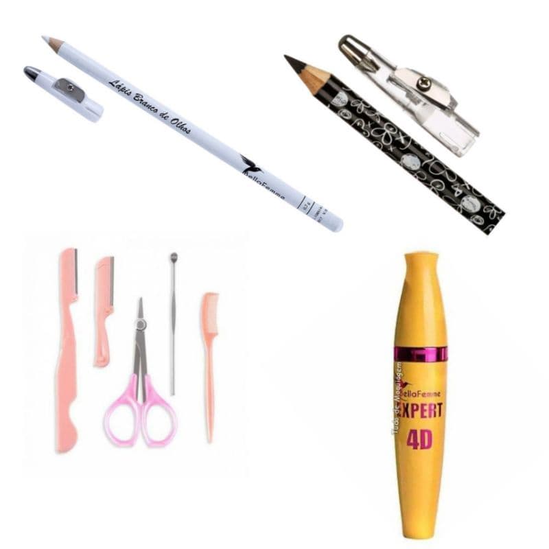 Combo maquiagem para olho e sombrancelhas lapis kit navalha rimel para cílios volumosos