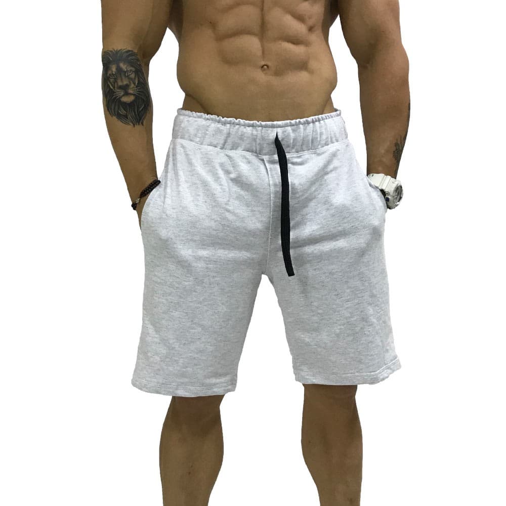 Bermuda Masculina Moletom MXD Conceito Mescla Alvejado Academias Esportivas Casuais Bolso Lateral Varejo/Atacado