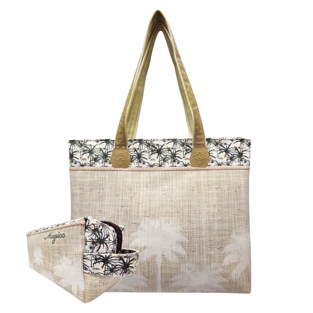 Bolsa Feminina Nécessaire Feminina Praia Grande Impermeável Tropical Coqueiros Magicc Bolsas  BN-203