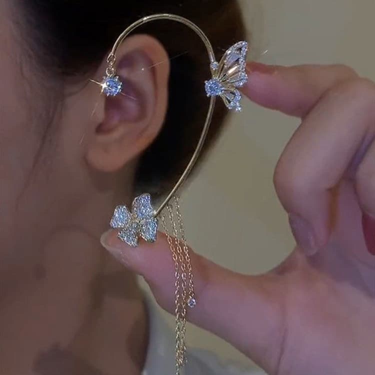 1 Pcs New Borboleta Brincos Sem Perfurados Clipe Da Orelha Longa Borla Brinco Falso Acessórios De Moda