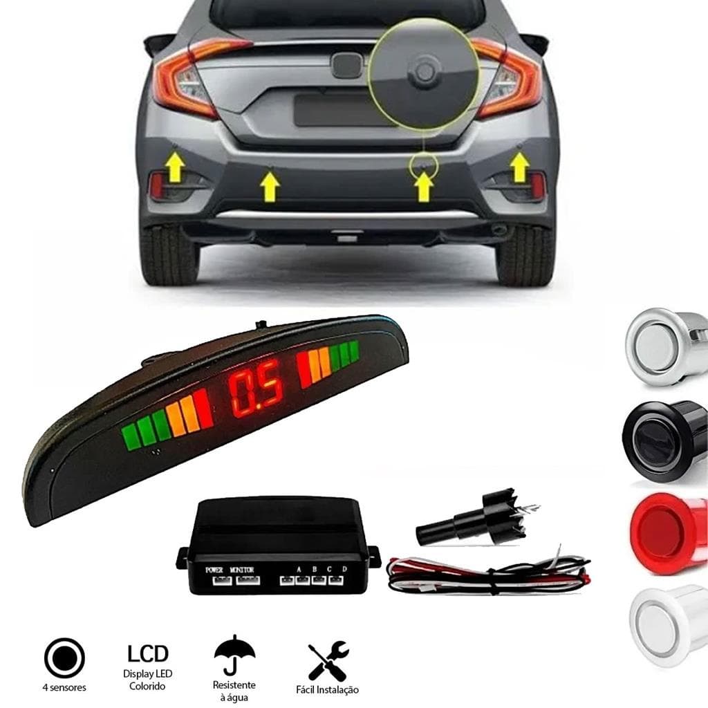 Sensor Estacionamento Re 4 Sensores Display Sonoro Universal