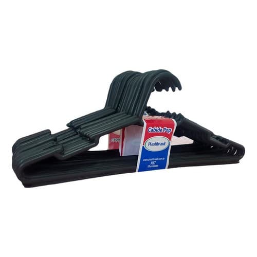 Kit 42Cabides  Preto - Plastbrasil Ideal Para Seu Dia A Dia