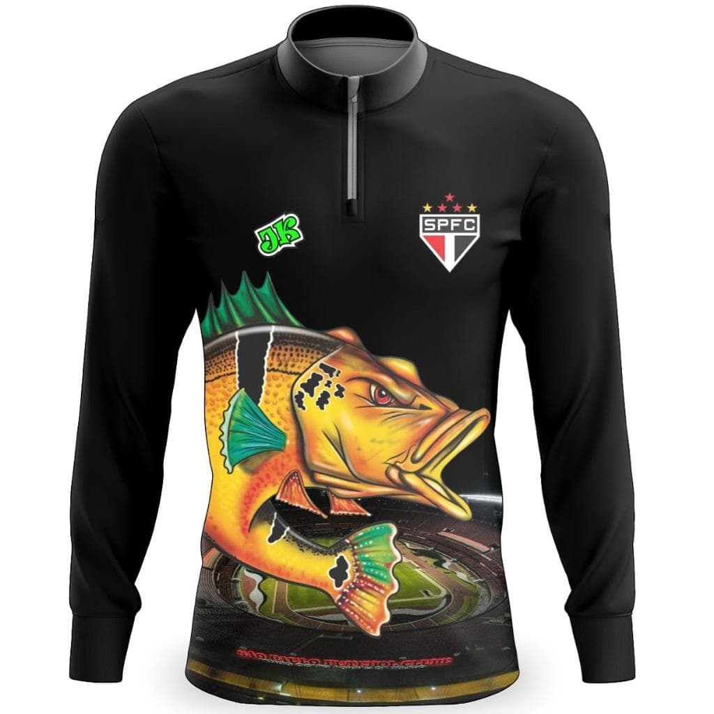 CAMISETA DE PESCA MANGA LONGA PREMIUM AZUL PEIXE