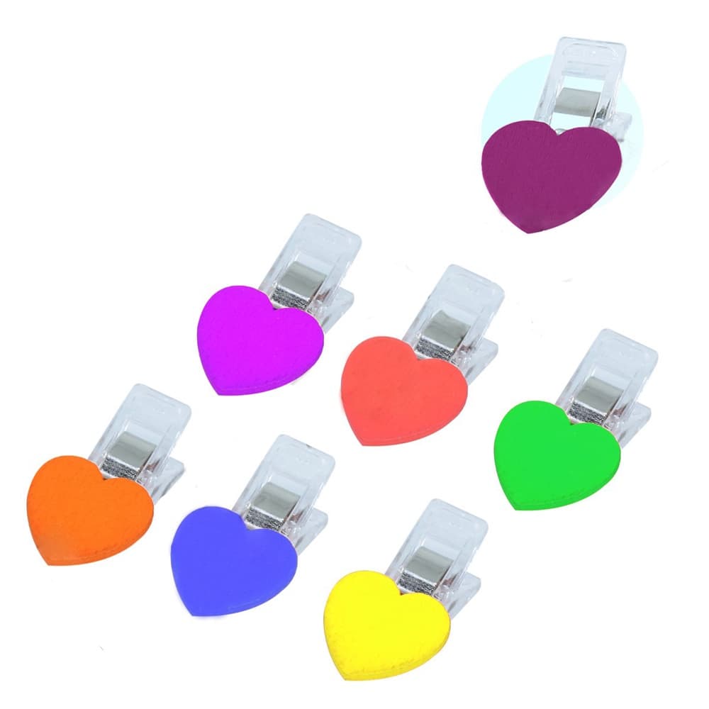 Kit Mini Clips Prendedor Pequeno Tecidos Papel Patchwork Coraçao 10 Unidades