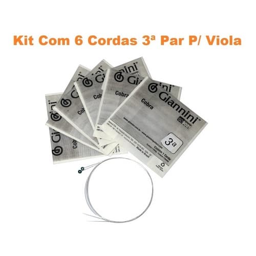 Corda Avulsa Para Viola 3ª Par Giannini Cobra Kit Com 6