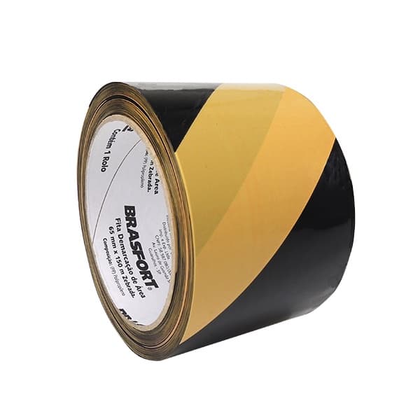 FITA PARA DEMARCAÇÃO DE ÁREA BRASFORT 65MM X 150 METROS ZEBRADA