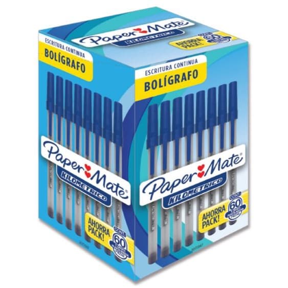 Caixa Caneta esferográfica KM POP Paper Mate - 60 unidades, azul