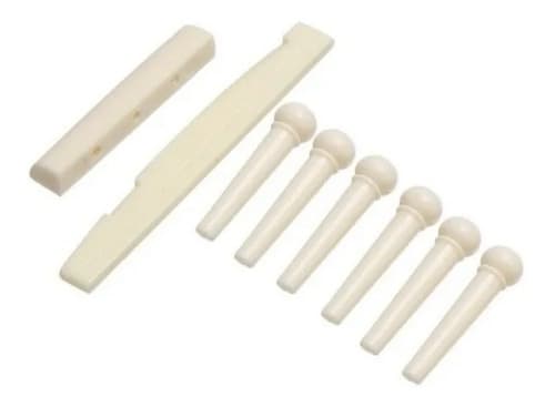 Kit Pinos Ponte Cavalete De Plástico Para Violão Cor Amarelo