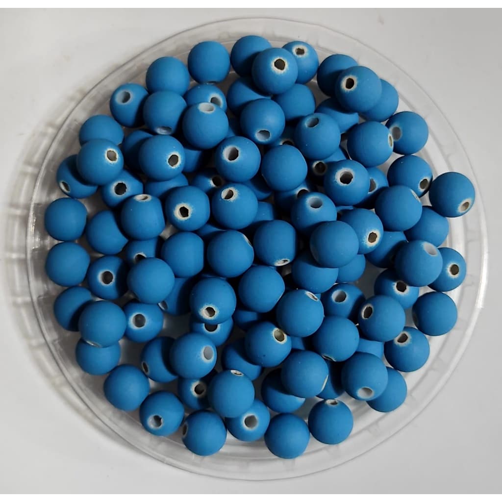 Bola Emborrachada Azul Turquesa Fosca 8mm - Com Furo Passante quant. aproximada 100 unidades