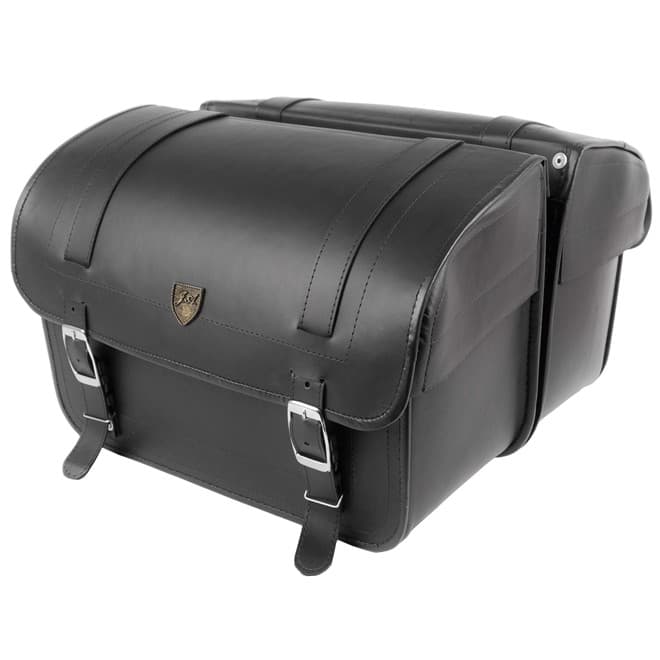 Alforge Lateral Custom JA em Couro Sintético 25 Litros Liso Preto