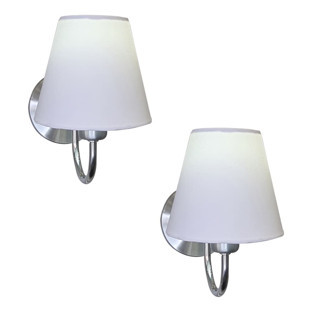 kit Arandelas acabamento escovado  / Cúpula tecido branco   lavabos decorativo charmoso delicado