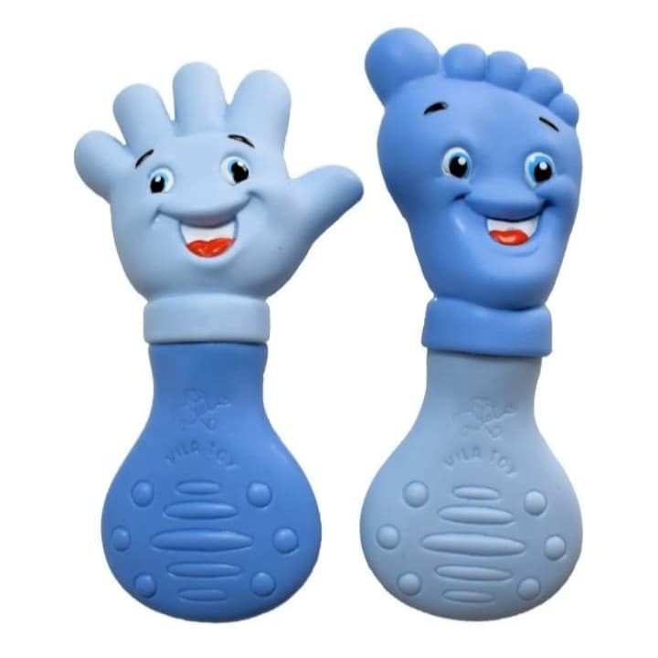 Kit Mordedor pezinho e Maozinha Rosa ou Azul Vila Toy