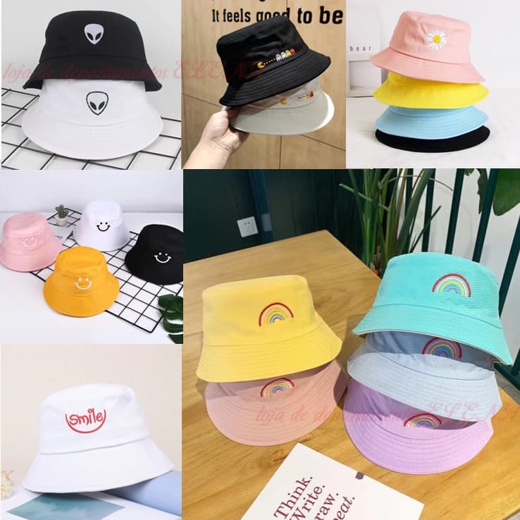 Chapéu bucket arco-Irís feminino bucket novidade colorido moda