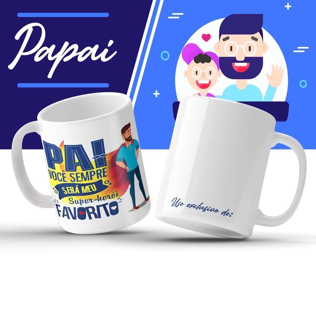 Caneca Meu super Pai Personalizada - Caneca Personalizada com Nome - Presente - Aniversário