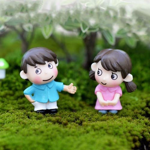 2 Peças Terrários Mini Jardim Pessoas Boneca Miniatura