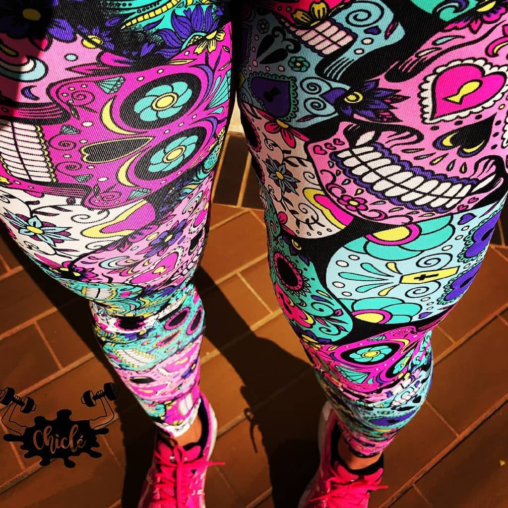 Calça Legue De Caveira Academia Mexicana Colorida Fitness