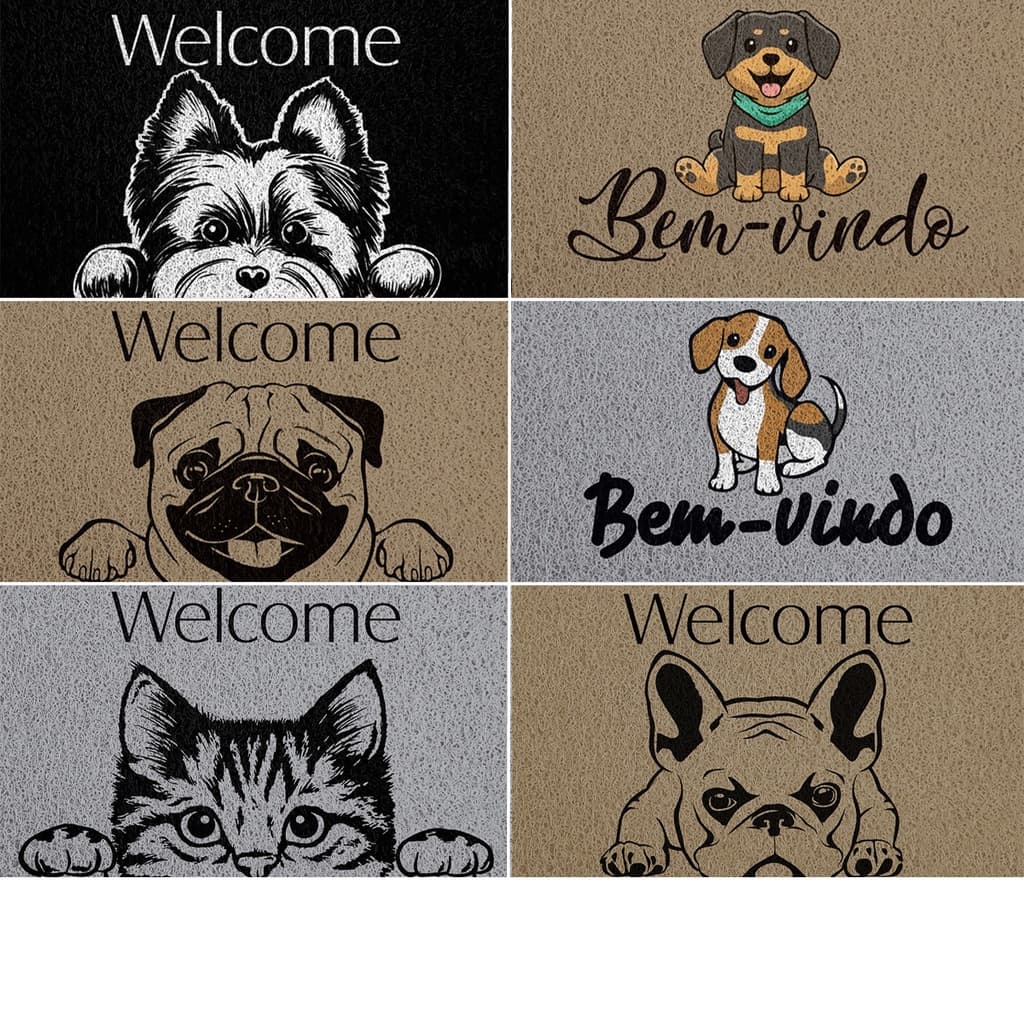 Capacho Tapete Porta Entrada Estampa Pet Kapazi Vinil Antiderrapante 40x60cm