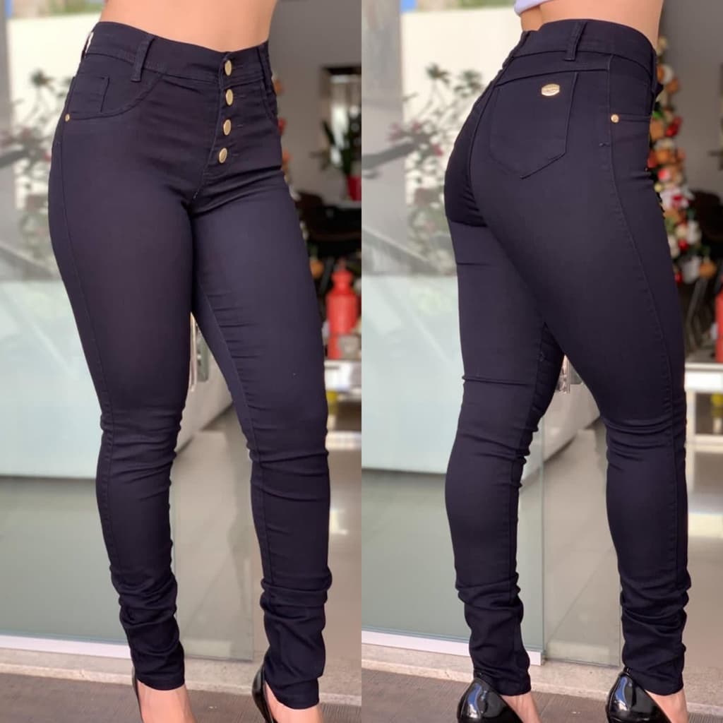 Calça Jeans Feminina Lycra Levanta Bumbum Cintura Alta Calca Skinny Capri jins