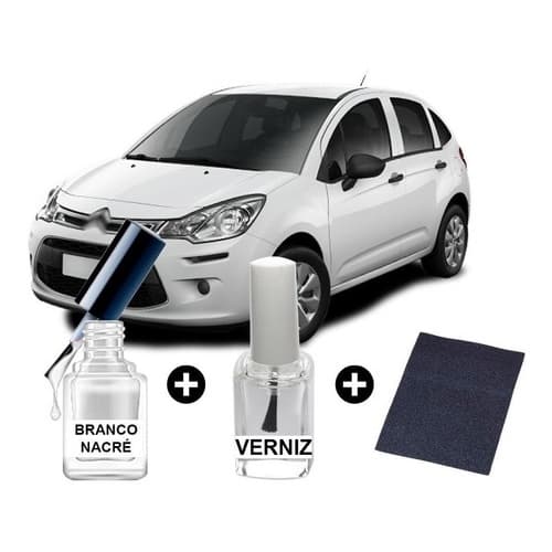 Tinta Tira Risco Automotiva Citroën C3 Cor Branco 2015 Nacré