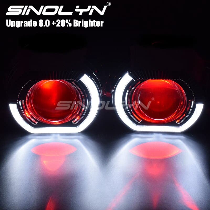 Uma Unidade LED Luz De Corrida Anjo Olho HID Bi xenon Lente Do Projetor Para Farol H4 H7 Retrofit Carro Olhos Diabo