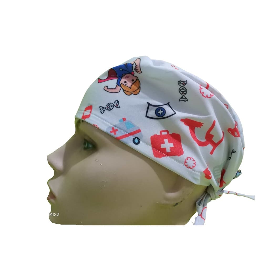 TOUCAS BANDANA CIRURGICAS ESTAMPAS TEMAS DE ENFERMAGEM - KIT COM 3 UNID