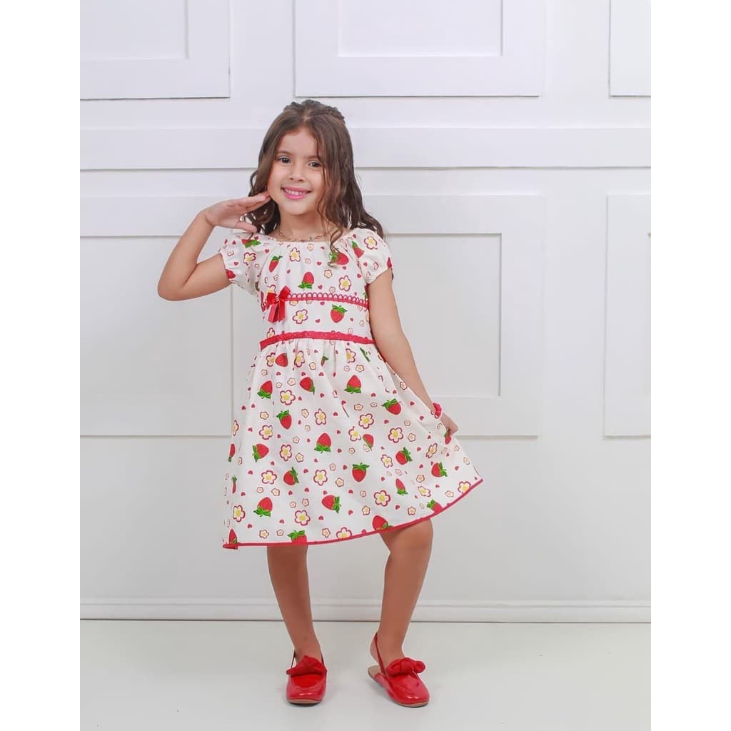 Vestido de Menina Infantil Floral Moda Verão de Criança