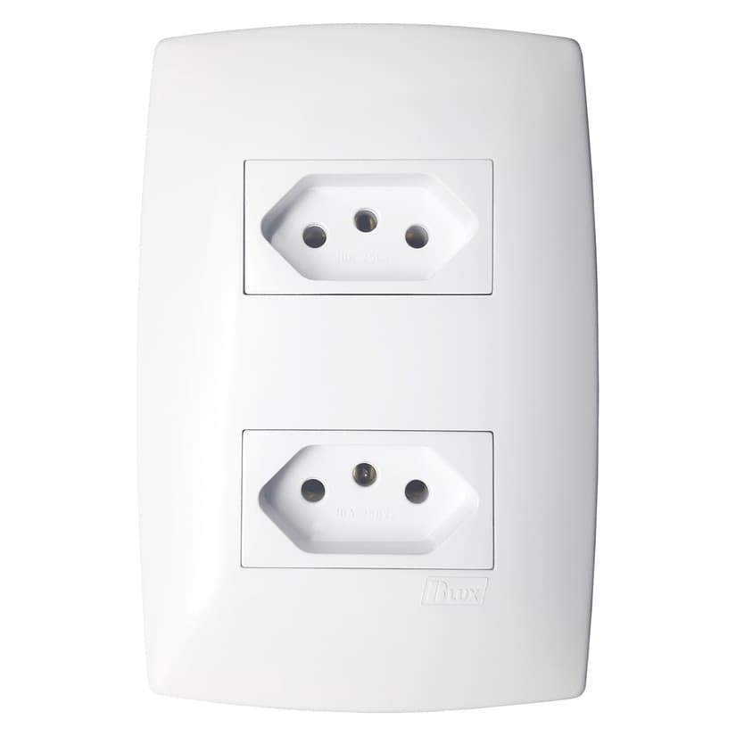 Conjunto Tomada Dupla 10a Branco 4x2 - Blux Linha Home Iluminacao