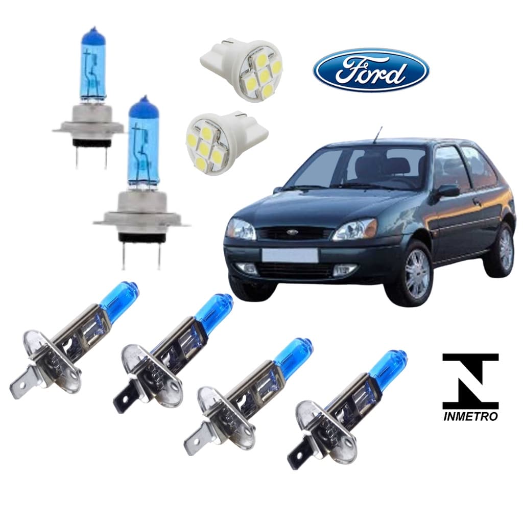 Lampadas Farol Super Branca Ford Fiesta + Farol Milha 1996 1997 1998 1999 + Brinde PROMOÇÃO SHOPEE
