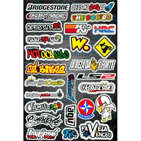 Cartela com 26 Adesivos -  Stickers Caminhão Capacete Adesivos Moto Bike