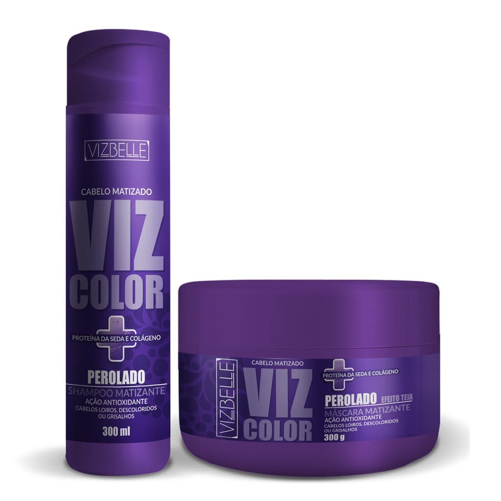 Kit Shampoo E Mascara Matizante Efeito Teia Perolado 300g, Cabelos Descoloridos, Loiros e Grisalhos.