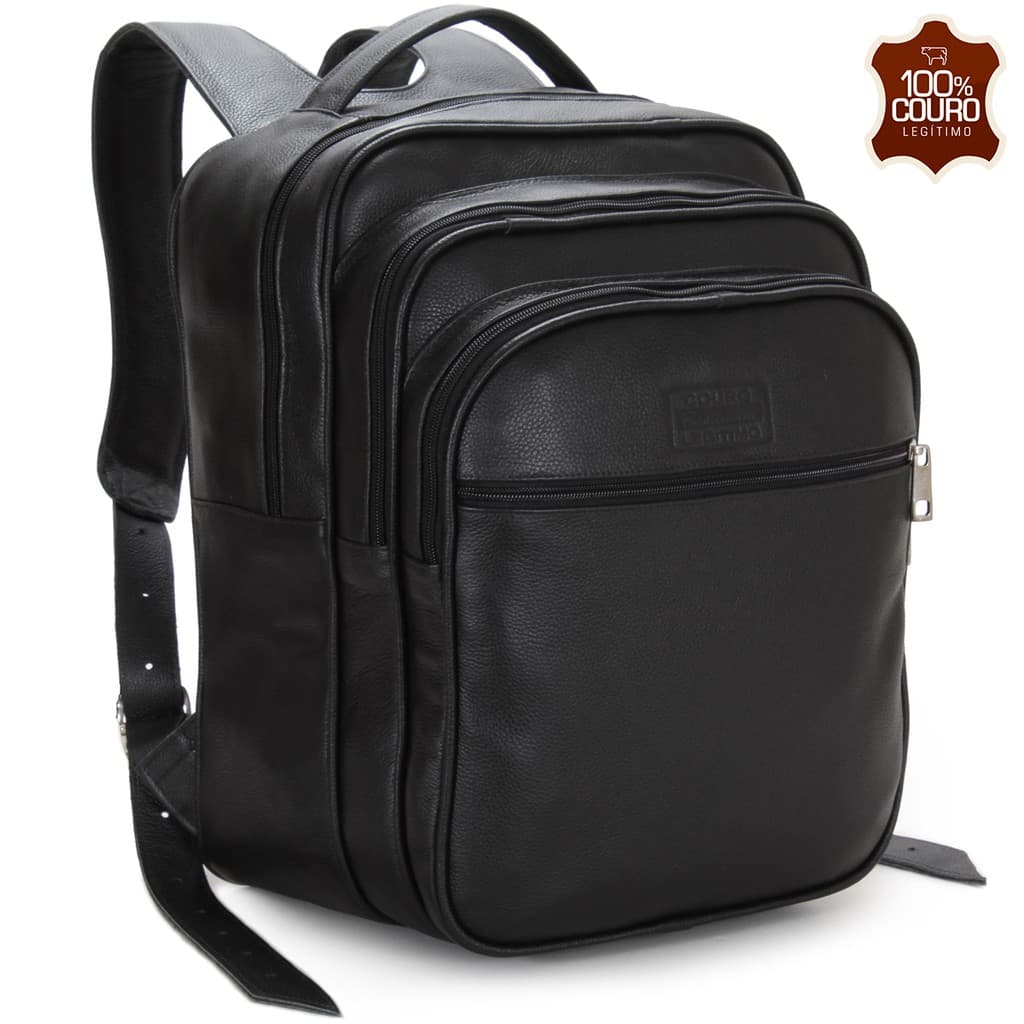 Mochila em couro legitímo casual escolar faculdade trabalho Unissex - Mochila para notebook 14 15 16 polegadas