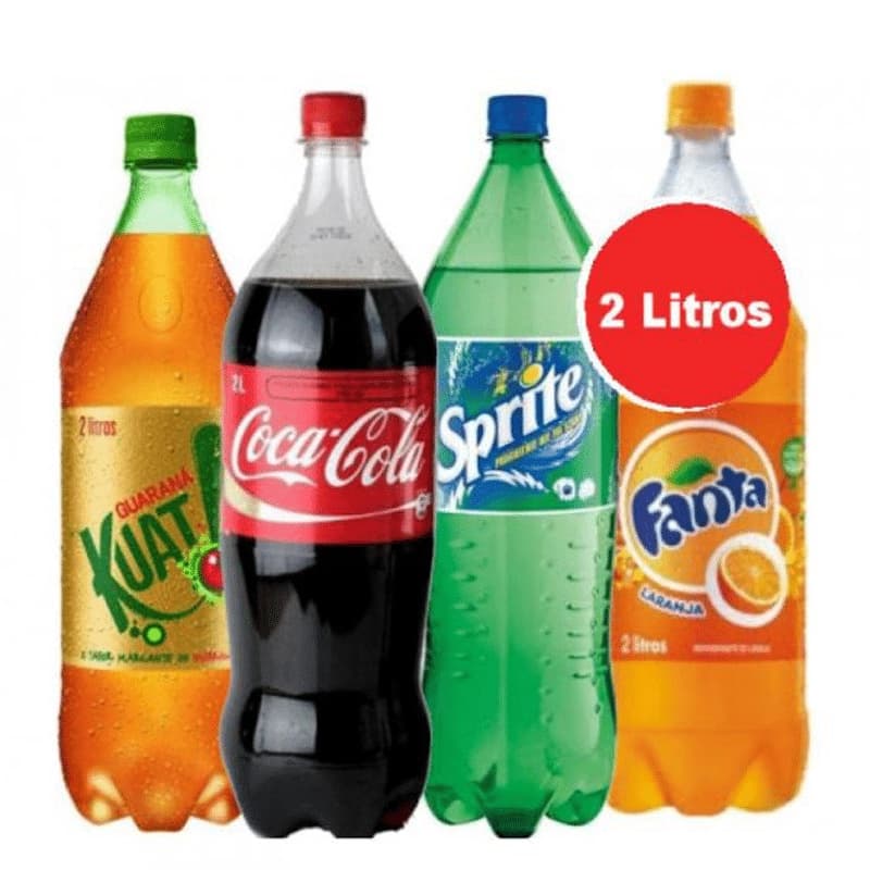 Kit 4 Refrigerante 2 Litros - 4 Unidades de Refrigerantes Kuat, Coca-Cola, Fanta, Sprite