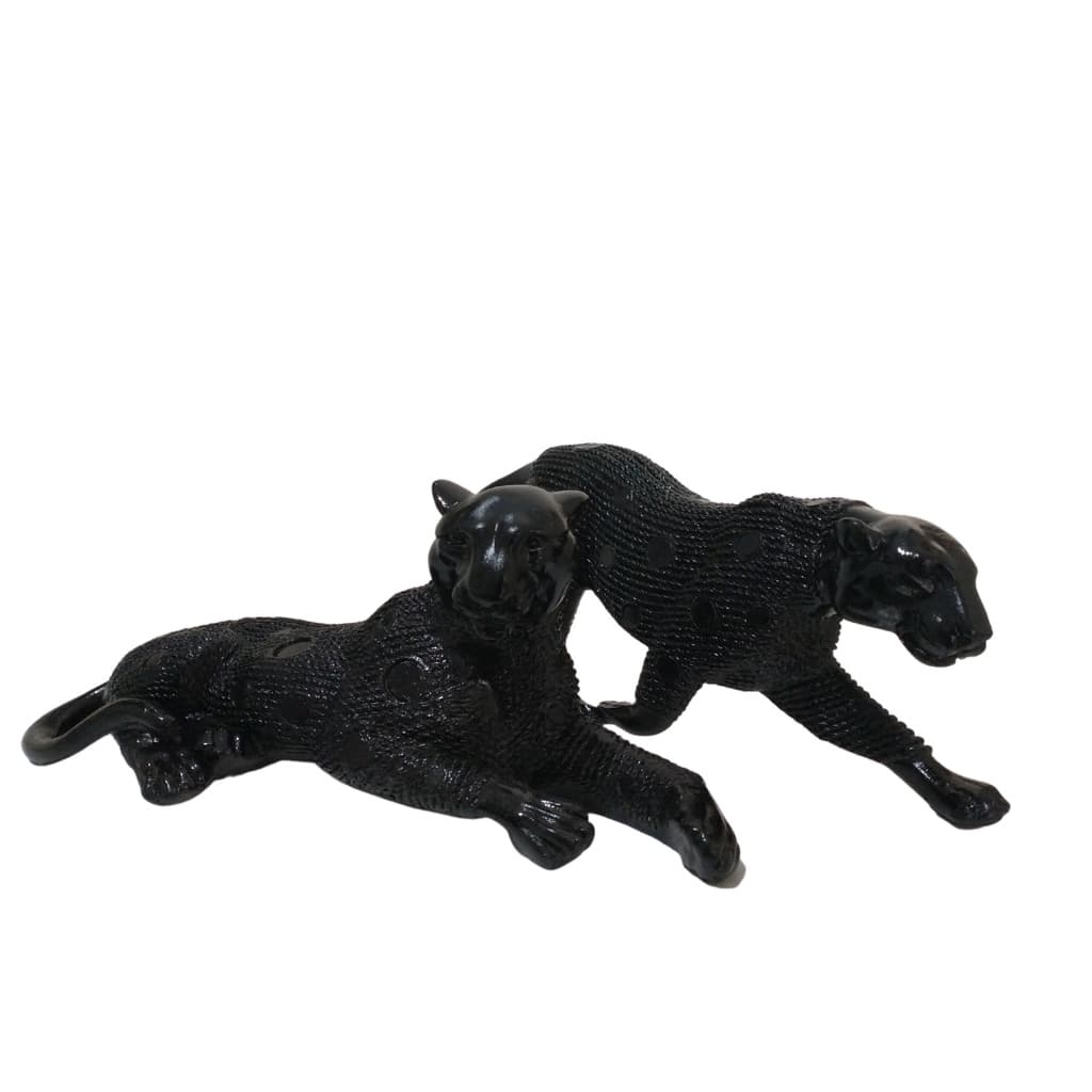 Estatua Decorativa Casa Sala Casal De Leopardo Onça Tigre Enfeite Decorativo
