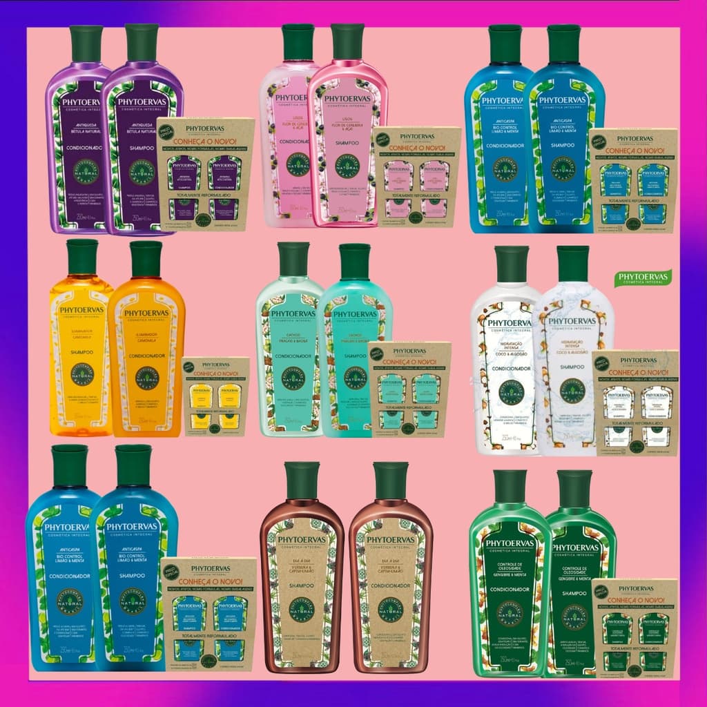 Kit  Phytoervas Shampoo 250ml + Condicionador 250ml Bétula Natural I Coco e Algodão I Jaborandi E Buriti e outros