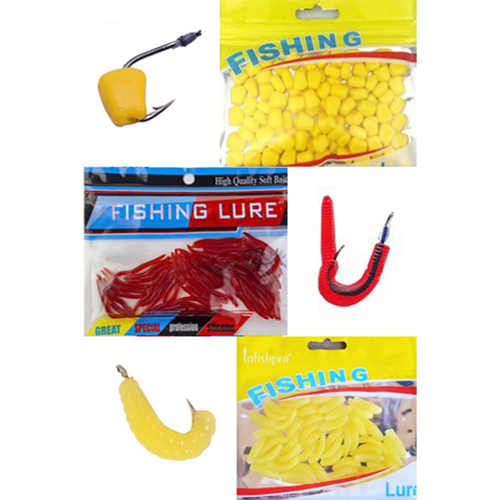 Isca De Pesca Minhoca Artificial 50 Unid ou Milho Artificial 50 Unid ou Bichinho de Laranja Artificial 50 Unid