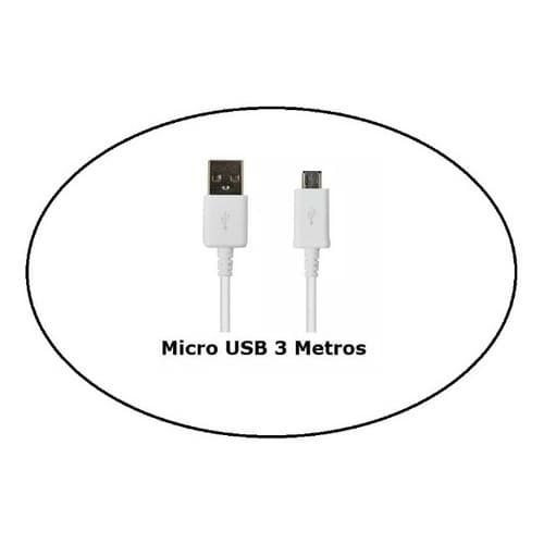 Cabo Micro Usb De 3 Metros Para Carregar Controle De Ps4