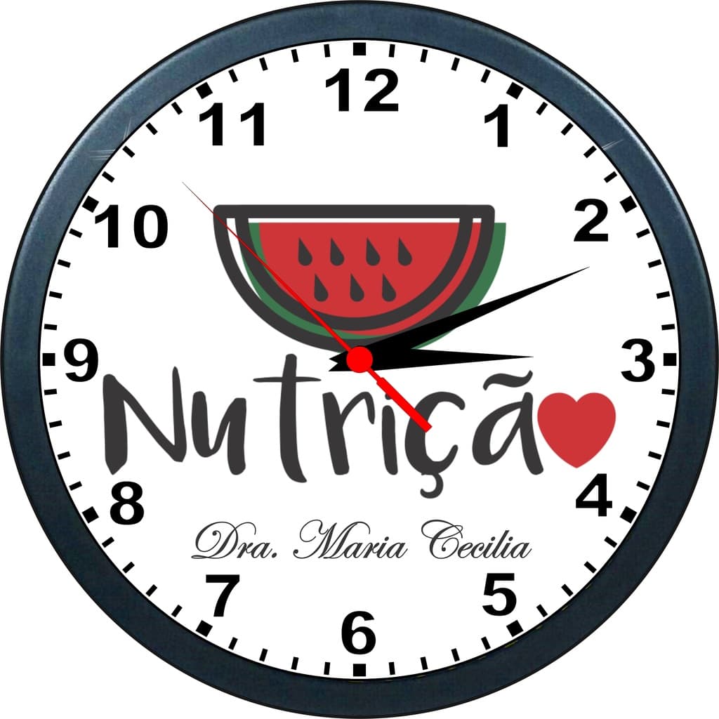 Relógio De Parede Nutrição - Com Seu Nome - Profissões - 24cm