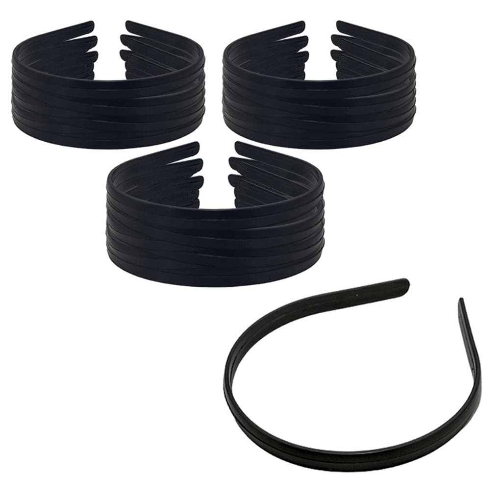 Kit 48 Tiara Arco Arquinho Plástico Forrar/Encapar/Costumizar Simples Preta Lisa - 10mm / 1cm