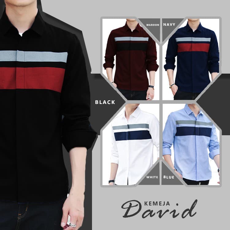 Camisa KEMEJA DAVID De Manga Comprida Para Homem , CASUAL , FORMAL , Atacado , SLIM FIT , TANAH ABANG , KEM Masculino