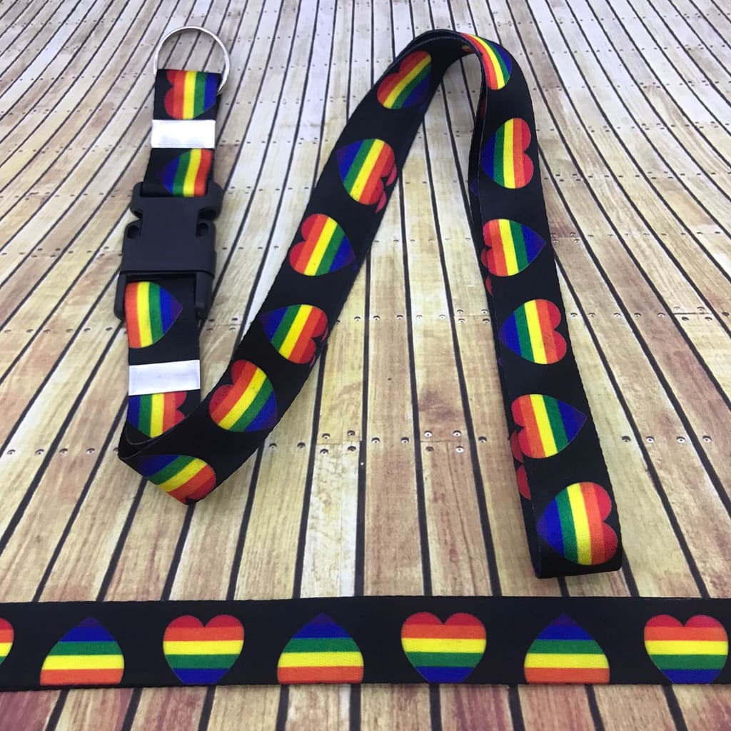 Cordão para pescoço Coração Colorido chaveiro Tirante com engate rápido para moto, chaveiro, chupeta ou crachá