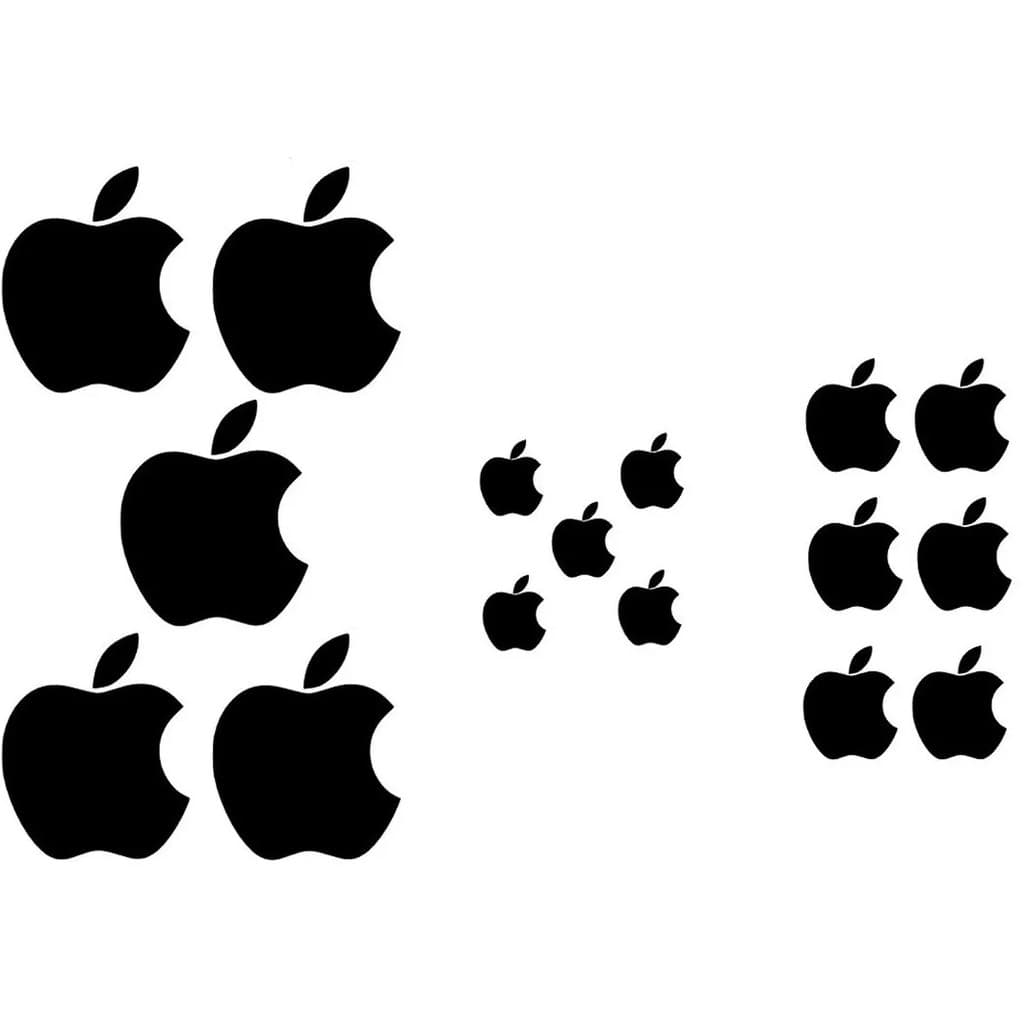 kit 16 adesivos Logo da maçã mais conhecida do mundo para colocar no seu smartfone.