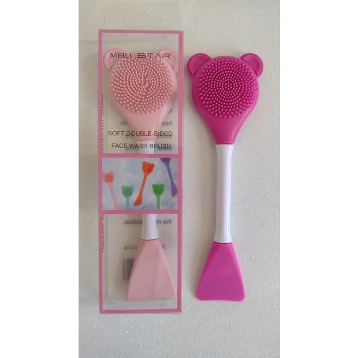 Espátula e Escova Silicone Facial 2 em 1 Skincare Para Máscaras Faciais e Limpeza