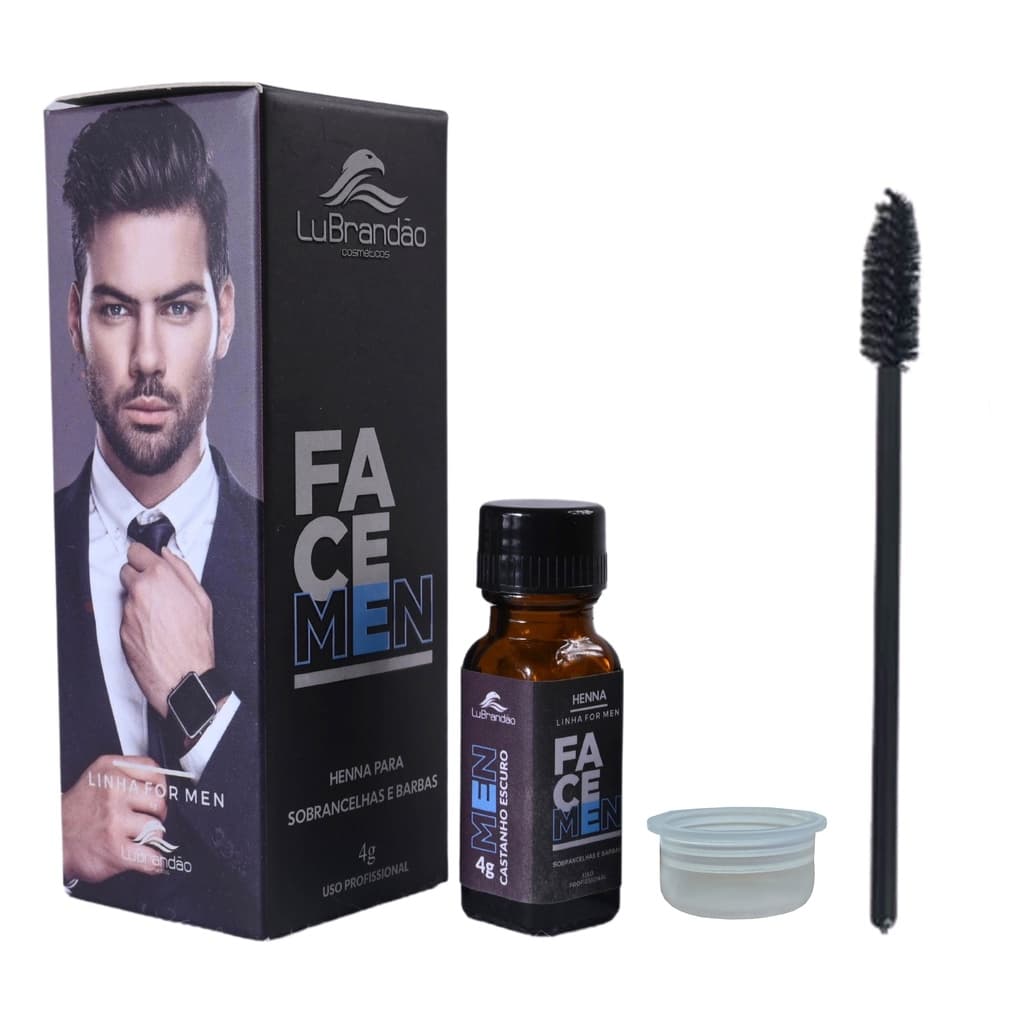 Henna Masculina Para Barba e Sobrancelhas Lu Brandão - Castanho Escuro 4g