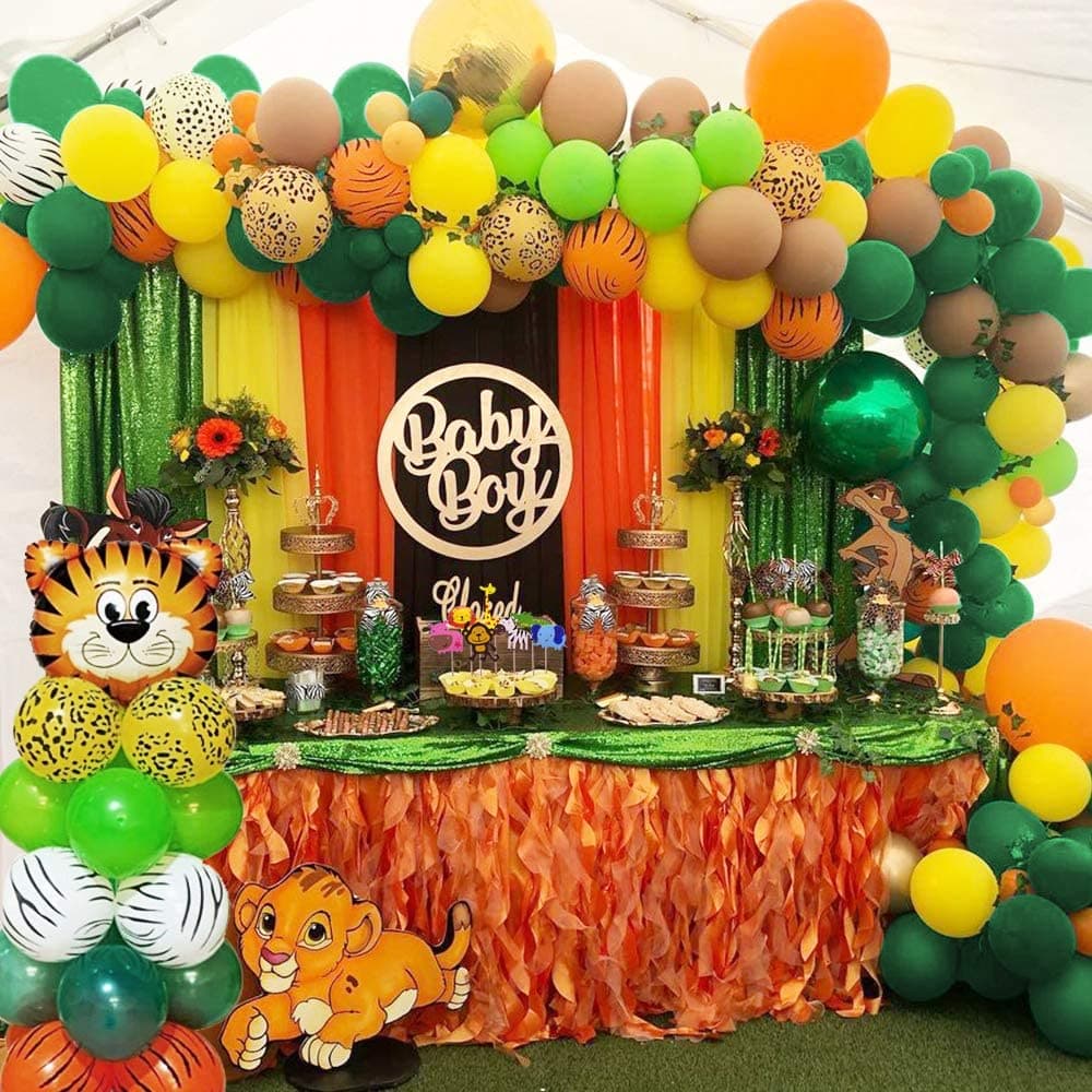 SetMMTX Decoração de festa de aniversário de animais da selva para crianças, balões de festa de zoológico selvagem com b